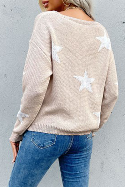 Casual The stars Split Joint O Neck Tops