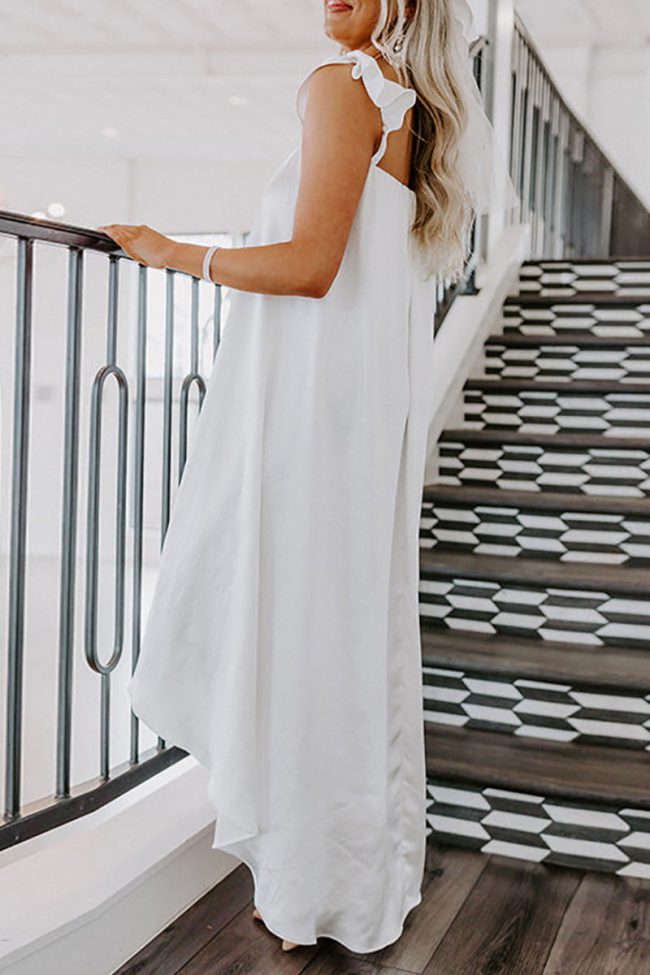 Casual Vacation Solid Asymmetrical Off the Shoulder Sling Dress Dresses