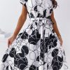 Celebrities Elegant Print Patchwork V Neck Shirt Dress Dresses