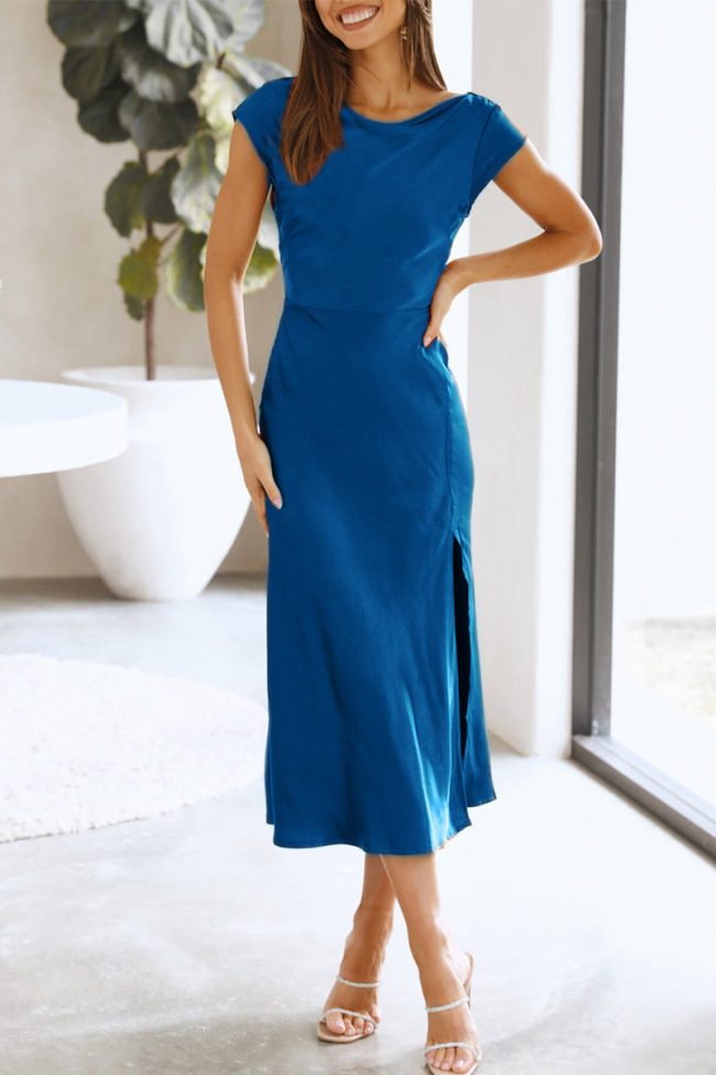 Celebrities Elegant Solid Hollowed Out Solid Color A Line Dresses