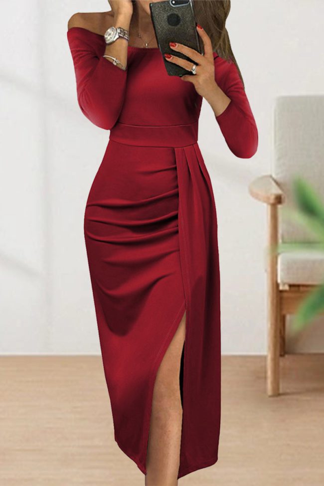 Celebrities Solid Solid Color Off the Shoulder Dresses(6 Colors)