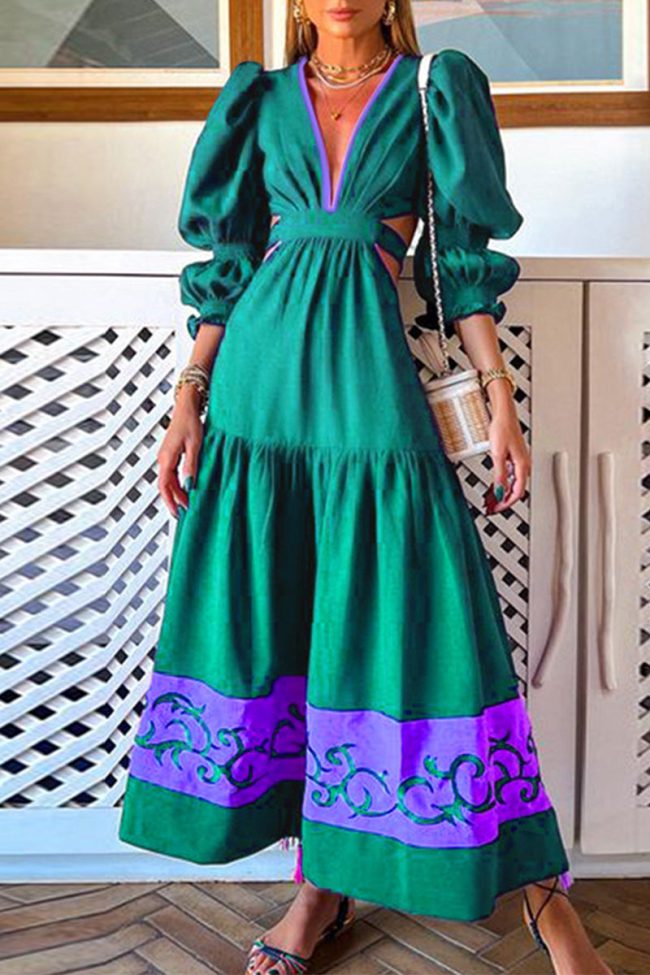 Elegant Print Solid Color A Line Dresses