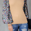 Fashion Casual Patchwork Sequins Half A Turtleneck Tops(6 Colors)