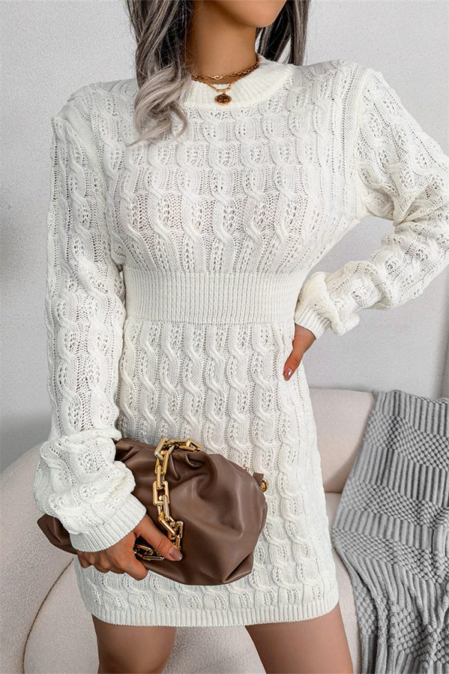 Fashion Casual Solid Patchwork O Neck Long Sleeve Dresses