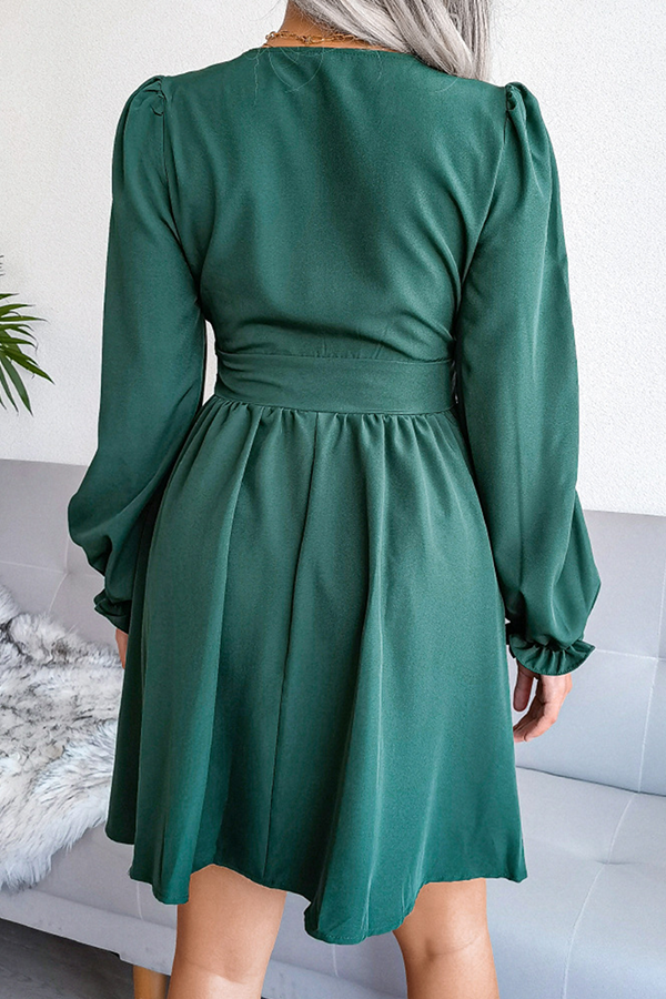 Fashion Elegant Solid Split Joint Fold Waist Skirt Dresses(3 colors)