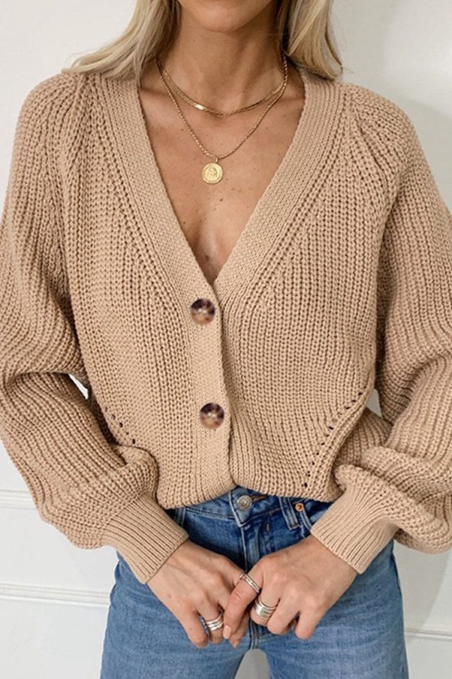 Fashion Sexy Solid Cardigan V Neck Sweaters(5 colors)