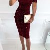 Sexy Patchwork Hollowed Out V Neck Short Sleeve Dress Dresses