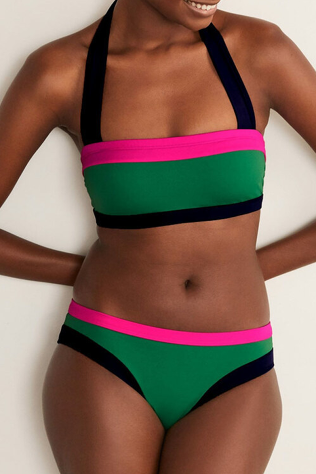 Vacation Solid Patchwork Swimwears