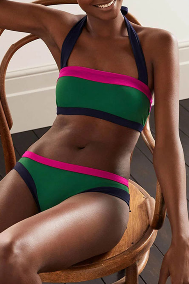 Vacation Solid Patchwork Swimwears