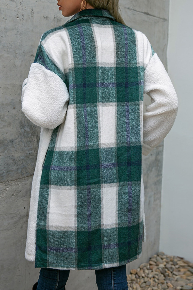 Casual Plaid Patchwork Turndown Collar Outerwear(3 colors)