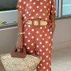 Casual Polka Dot Patchwork O Neck Short Sleeve Two Pieces