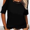 Casual Simplicity Solid Asymmetrical O Neck T-Shirts