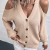 Casual Solid Buckle Solid Color V Neck Tops